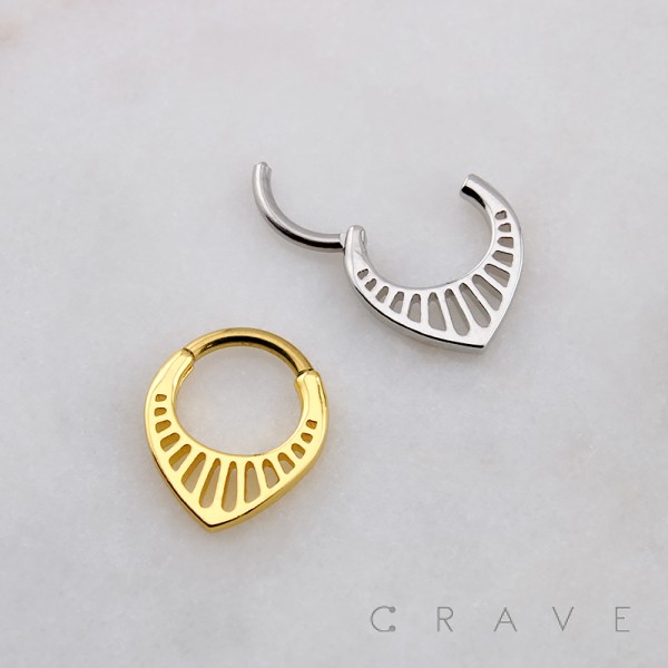 HOLLOW TEARDROP-SHAPED SEPTUM HINGED SEGMENT HOOP RING 316L SURGICAL STEEL 